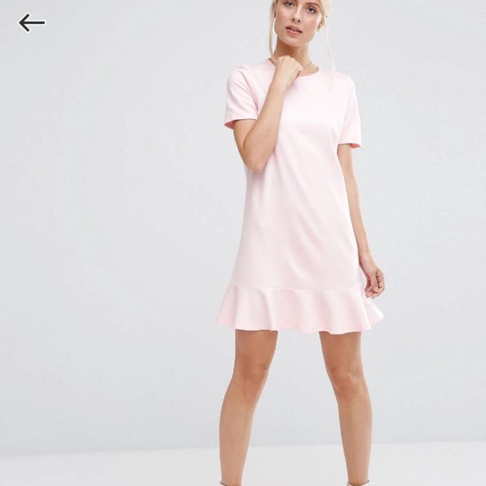 ASOS light pink dress with ruffle on bottom